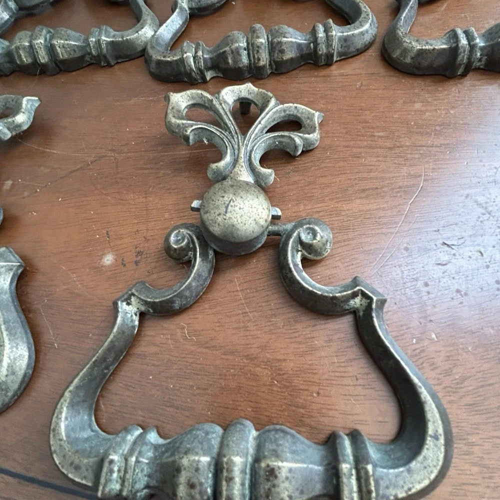 Vintage KBC R796 R97 Brass Tone Bail Drawer Pulls Set of 6 Ornate Hardware